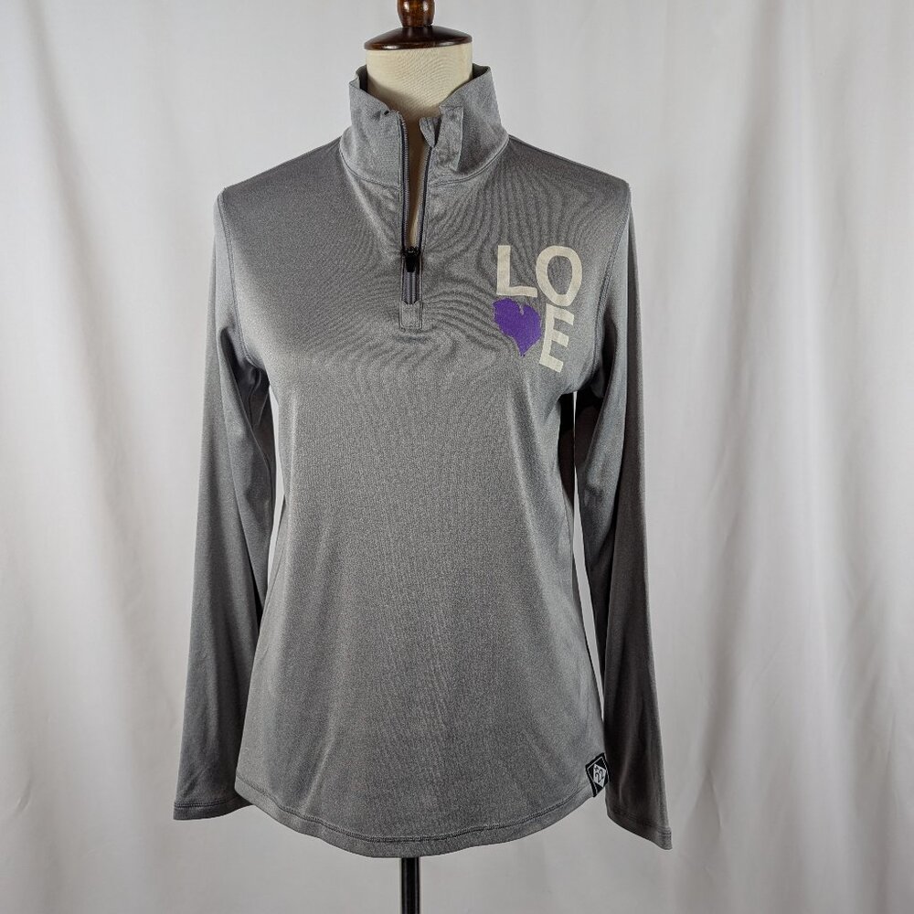 M-22 Love Michigan Quarter Zip Tech Pullover Gray Purple Womens Size Large L